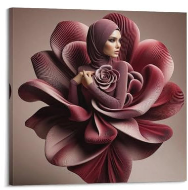 Kunstposter für Frauen, anmutige Rose, Begleiter, Poster, dekoratives Gemälde, Leinwand, Wandposter und Kunstdruck, moderne Familienschlafzimmer-Dekoration, Poster, 40 x 40 cm
