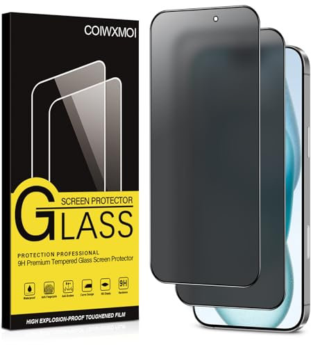 Coiwxmoi Mat Verre Trempé pour iPhone 15 Pro Anti Espion,Mate Anti Spy Vitre Protection écran Matte Anti-Reflet Dureté 9H Anti-Rayures Privacy Haute Définition Sans Bulles HD Film Protecteur,2 Pièces