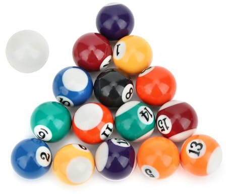 Cyrank 16PCS 32mm Mini Billiard Balls Set, Pool Table Balls Pool Table Accessories Friendly Resin for Replacement
