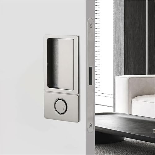 Griffloses Flachschloss, Schlafzimmer, magnetischer versenkter Türgriff, leises Push-Pull, schwarz, unsichtbares Schiebetürschloss for Badezimmer, 1 Stück(Silver)