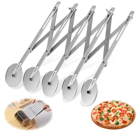 XHYASD 5 Räder Teigschneider Edelstahl Verstellbar für Pizza Brot | Edelstahl 304, 5 Schneidräder, verstellbar, spülmaschinengeeignet, Backen