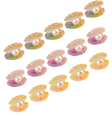 Kisangel Coquillages Phosphorescents avec Perles 16 Pièces pour Loisirs Créatifs, Mini Coquillages en Résine Dégradé Nacré, Décoration Aquarium Et Jardin, Accessoire Décoratif DIY