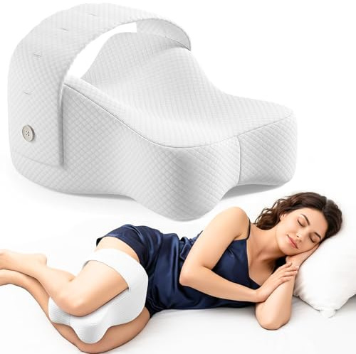 TABKSOLA Kniekissen für Seitenschläfer für Damen Herren- Orthopädisches Knieschoner Kissen Memory Foam Komfortstütze Entlastung Kniekissen(Weiß)