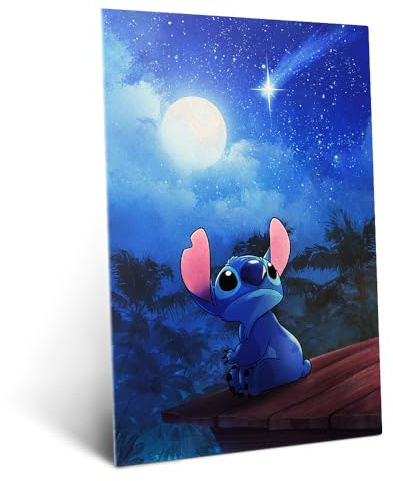 Displate Metallposter Disney Stitch - Hawaii Chill - Stitch Shooting Star Plakat - Wandbilder Bilder Kinderzimmer Deko Schlafzimmer - Geschenk - Wanddeko Metall Poster 32 cm x 45 cm