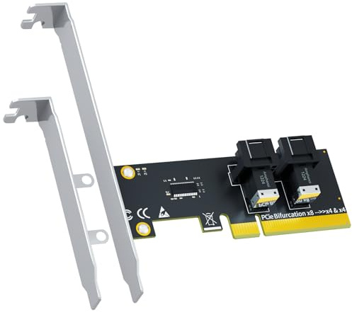 GLOTRENDS SF02 2-Port SFF-8643(Mini-SAS HD) zu PCIE 4.0 X8 Adapterkarte ohne PCIe-Verzweigungsfunktion, reguläre und Flache Halterung