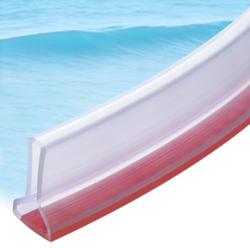xiaozhifu 2M Schwallschutzleiste Dusche, 5 cm Höhe Wasserstopper | 360° Biegbar Schwallschutz Dusche Selbstklebend, Silikon Duschschwelle Wassersperre für Duschabtrennung (Transparent 3*5 CM)