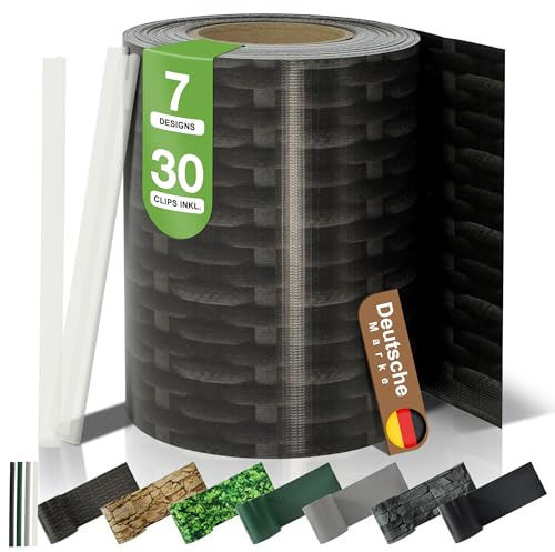 BooGardi PVC Sichtschutzstreifen · Sichtschutz Zaun 19 cm x 35 m Rattan 4 Rollen · 450 g/m² · inkl. 30 Clips · Zaunblende für Doppelstabmattenzaun & Stabmattenzaun · Blickdicht & wetterfest