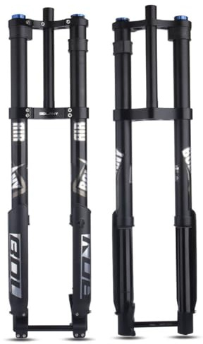 WIQUYBML Fourche à Suspension pneumatique pour VTT DH 26/27,5/29 Pouces, axe traversant inversé à Double épaulement, débattement de 160 mm, Cintre Droit/Conique, Frein à Disque Avant, régla