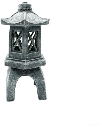 Solar Powered Pagoda Garden Statue Zen Lantern Outdoor Polyresin Lighting for Yard Patio Pathway Decor, Grey Resin Japanese Style(B)