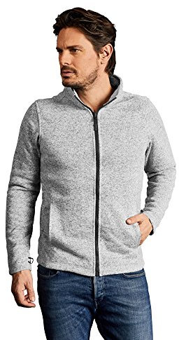 Strick-Fleece Jacke C+ Herren, Grau-Melange, XL
