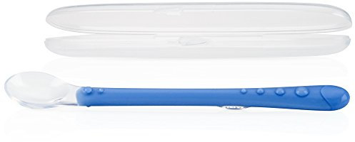 Nûby Id5556Blue Cuillère Longue en Silicone Doux Bleu, +6 Mois