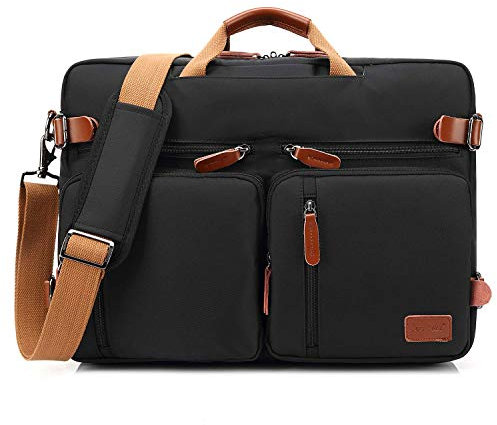 CoolBELL umwandelbar Aktentasche Messenger Bag Rucksack 15.6 Inch Laptop Tasche Umhängetasche Multifunktions Reise Rucksack für Männer/Frauen,Schwarz