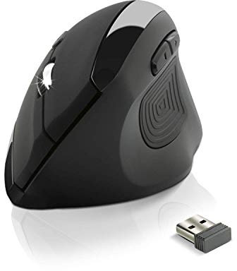 NEWWAY - Mouse Verticale Senza Filo A4-3200 DPI - Ergonomico - Prevenzione contro le sindromi del mouse e l'epicondilite - Nano ricevitore integrato 10 M