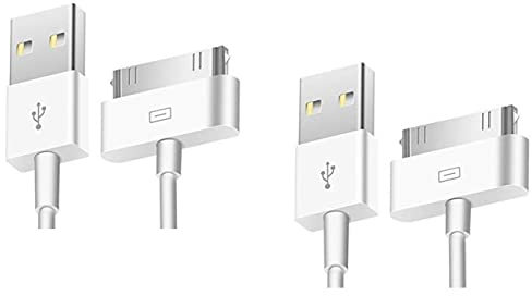 NOVAGO Lot de 2 Câbles 30 Broches (1 Metre+2 Metre) de Recharge Compatible avec Phone 3, Phone 4, Phone 4s, Pad,Pad 2,Pad 3, Pod Nano 1/2/3/4/5/6, Pod Touch 1/2/3/4, Pod Classic 1/2/3