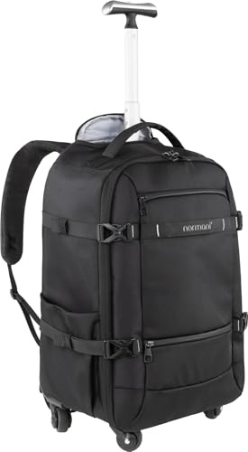 normani Handgepäck Carry-On Reiserucksack 37L mit Trolleyfunktion Reisetasche mit Frontloader und Laptopfach Bordgepäck mit Laptopfach New Black 2er Set M/L