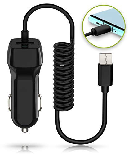 Auto Ladekabel kompatibel mit Samsung Galaxy S25 S24 S23 S22 S21 S20 S10 USB-C Typ C Kfz Ladegerät 15W Universal Lade Car Kabel Schwarz