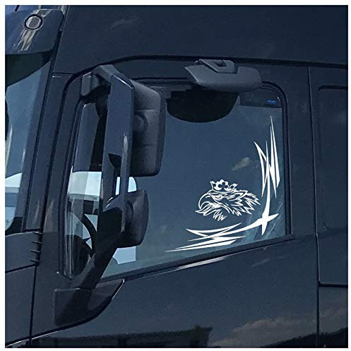 Greif Fensterdekor LKW Aufkleber Dekor Sticker Fenster Scallops Ornamente Rauten KX036 (Weiß Glanz, Innenklebend)
