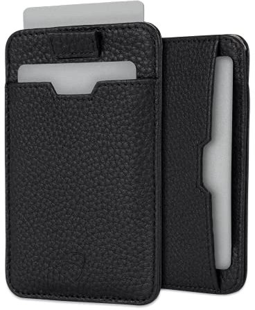 Vaultskin Kartenetui Herren aus Leder - Geldbörse mit RFID Schutz, Kartenschutzhülle für EC Karten & Kreditkarten, RFID Blocker Kartenhülle, Mini Geldbeutel Herren (Matt Schwarz, Chelsea)