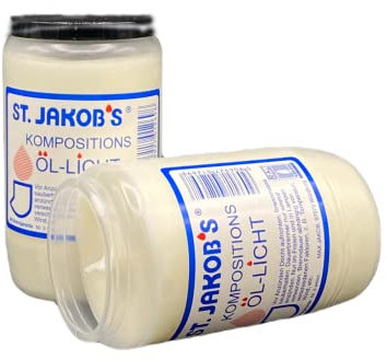 St. Jakobs Grabkerzen Nr. 3, Grabkerze, Grablicht, Weiss und rot, Friedhofslicht, Öllichter Nr, 3, Öl-Lichter, Grablampe, Grableuchte, Grabgestaltung, Lange Brenndauer (40, Weiss)