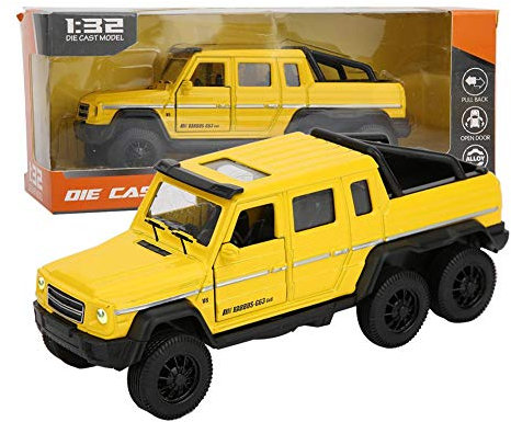1:32 Geländewagen Modellkollektion Legierung Pick-up Truck Spielzeug mit Ton und Licht zurückziehen Auto Miniatur Home Decor Geburtstagsgeschenke Kind(Gelb)