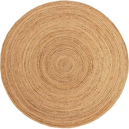 Gifiie Jute Teppich, handgewebt aus 100% Jute – ideal für Wohnzimmer, Schlafzimmer und Flur, perfekt als dekoratives. (Natur, 150CM)