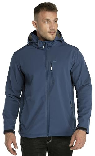 33,000ft Softshelljacke für Herren Wasserdicht Winterjacke Winddicht Warme Fleece Gefüttert Windbreaker Funktionsjacke Outdoorjacke für Wandern Fahrrad Camping Navy Blau XL