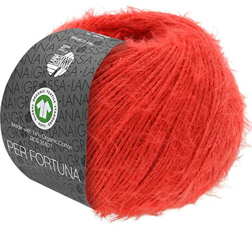 LANA GROSSA Per Fortuna GOTS | Leichtes Sommerflauschgarn mit Baumwolle | Handstrickgarn aus 74% Baumwolle (Bio) & 26% Polyamid | 50g Wolle zum Stricken & Häkeln | 190m Garn FB 2