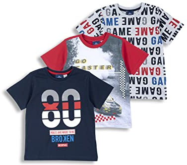 Chicco, T-Shirt Enfant, Lot de 3 T-Shirts à Manches Courtes en 100% Coton, Idéals pour Le Printemps et l'Été, Vêtements Garçon