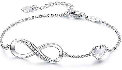 LOUISA SECRET Bracciale Donna Argento 925 Braccialetto Infinito Bracciali Cuore Gioielli Regalo Natale Compleanno Festa Della Mamma per Moglie Amiche Amica