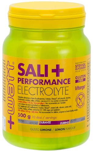 Sali+ Performance Electrolyte Barattolo da 500g - Carboidrati, vitamine, sali minerali, aminoacidi, caffeina, carnitina a sostegno delle performance di resistenza - Gusto Limone