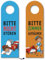 Türhänger 10er Set mit Comic-Motiv - Bitte nicht stören oder Bitte Zimmer aufräumen mit witzigen Illustrationen von Zimmermädchen und schlafendem Mann für Hotelzimmer oder als