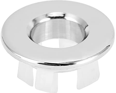 Plug_Stopper Embellecedor Circular para Desbordamiento de Lavabo, Latón, Plateado, 3x1,5 cm, Cubierta Decorativa para Fregadero de Cerámica, Instalación a Presión