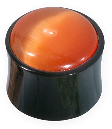 Fly Style Flesh Tunnel Piercing aus Horn mit orange Quarz Katzenauge, Grösse:8 mm (Paar)