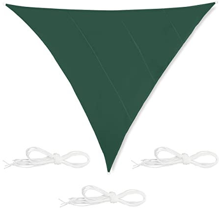 Relaxdays Toldo Vela, 6 x 6 x 6 m Aprox, Repelente al Agua, Poliéster, Sombreo Triangular, Cuerdas Tensoras, Color Verde