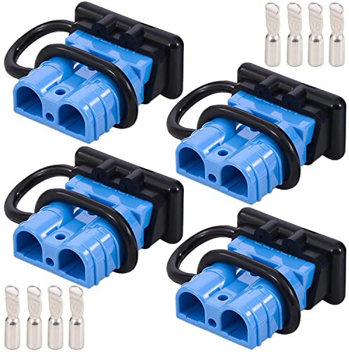 GTIWUNG Batterieanschluss Stecker 50A 600V Quick Connect Batterie Akku Steckverbinder Schnellanschluss Stecker mit Staubschutzkappen für Auto, Wohnmobil, Himmelblau