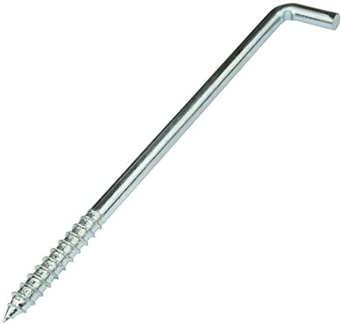Aerzetix - C58032 - Set di 10 ganci per avvitare a forma di L Ø8x150mm - gancio con vite autofilettante - in acciaio zincato - colore argento
