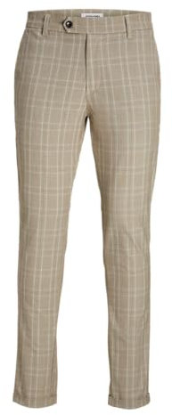 JACK & JONES Jpstmarco Jjconnor AKM Noos Pantalon Chino, Beige/détail : Carreaux, 28W x 32L Homme