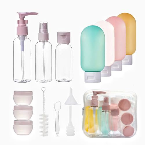 ojussa 16Pcs Travel Bottle Set for Toiletries Leak Proof Travel Bottles Travel Containers with Bag Squeezable Travel Accessories for Lotion Shampoo Conditioner Skincare