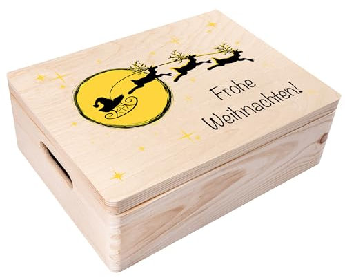 Creative Deco Weihnachtsgeschenke Personalisiert Holzkiste - Santa Schlitten | Wunschtext Weihnachten Geschenke | Dein Eigener Wünsche Text Individuelle Geschenk | Weihnachtsdeko | Für Frauen, Männer