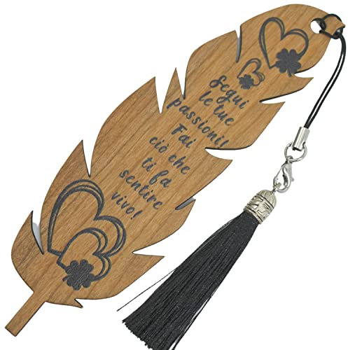 Amore Legno Sforza Lesezeichen aus Holz mit motivierenden Sprüchen – Geschenkideen für Damen und Herren – origineller Glücksbringer für Abschlussfeier, Leseliebhaber, Kollegen, Lehrer und Freunde