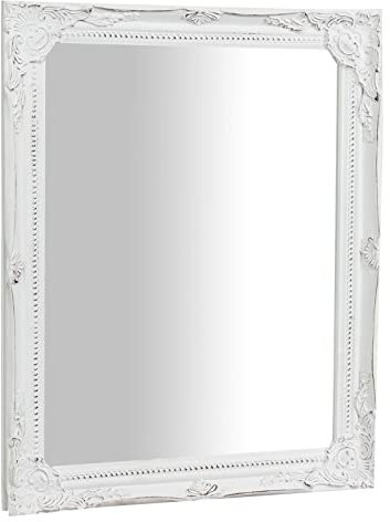 Biscottini Vintage-Wandspiegel 49 x 38,5 x 6 cm, hergestellt in Italien, Shabby Weiß, Antik-Weiß, Badezimmerspiegel, Wandspiegel