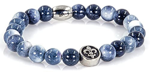 Bracciale giada Bracciale perla Bracciale giglio fiorentino donna uomo 8mm in acciaio inossidabile