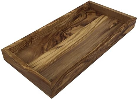 Bandeja de madera de olivo My Office 30 x 15 x 3 cm – Bandeja rectangular para oficina, escritorio o almacenamiento