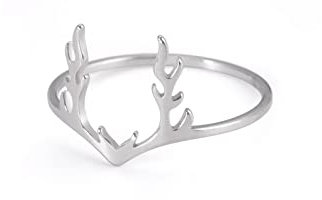 kkjoy Geweih Ring Edelstahl Waldhirsch Rentier Horn Ring Versprechen Ring Geschenk Schmuck für Frauen Männer
