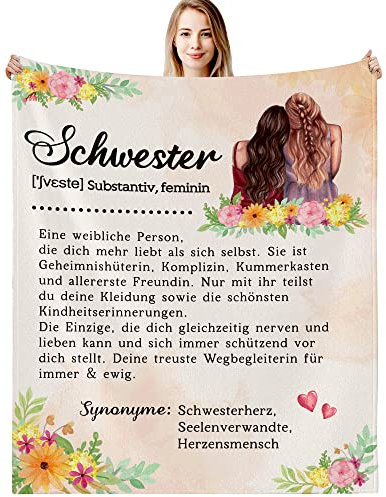 G-dake Geschenke für Schwester, Definition Decke An Meine Schwester, Beste Schwester Geschenk Geburtstagsgeschenk Geschenkideen, Flauschige Kuscheldecke 150x200cm