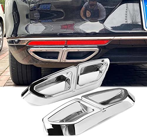CLINZY 2 stücke ABS Auspuff Rohr Abdeckung Trim Schwanz Kehle Decor Rahmen Body Kits Auto Zubehör Für VW Passat B8 R-line Variante 2016-2019,Glossy Silver