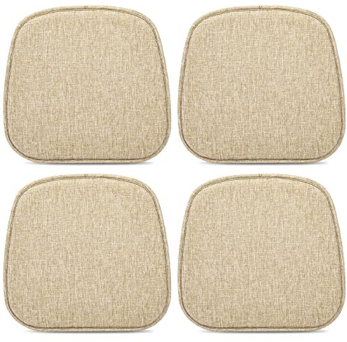 TANYOO 4er Set Stuhlkissen 40x38 cm Sitzkissen Stuhl mit Samtbezug Rutschfestes Waschbares Sitzauflage für Stühle im Büro Outdoor Indoor Garten 40x38cm (Dunkelbeige)