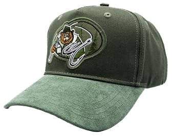 Crafton Fisching Bear Mesh Trucker Cap - Baseball Cap - Unisex - atmungsaktiv - individuell verstellbar - für Damen und Herren Farbe: Fishing Bear - Olive