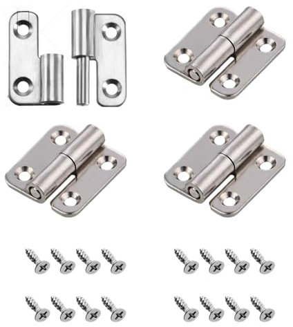 XiXiYang 4pcs Detachable Hinges, 1.5 Detachable Door Hinges 304 Stainless Steel, Tool-Free Detachable Design for Easy Cleaning & Safety | Fits Internal/External Doors with Screws for Door Wood