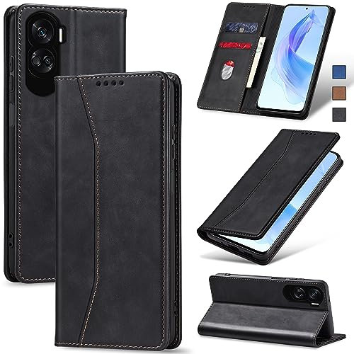 Jasonyu Funda para Honor 90 Lite, Cuero PU Carcasa, Tipo Libro Flip Case con Tarjetas y Cartera, Soporte Plegable, Cierre magnético, Capa (Negro)